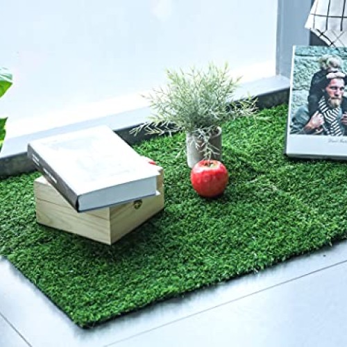 GRASSCLUB Grass Squares 4 Pack 12 x 12 Fake Grass Turf Patch f...