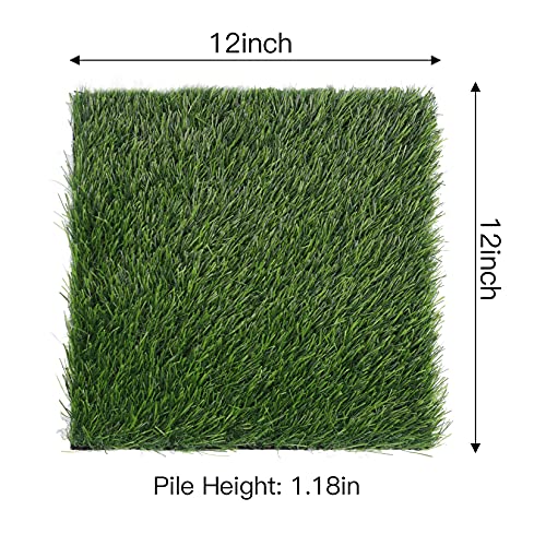 GRASSCLUB Grass Squares 4 Pack 12 x 12 Fake Grass Turf Patch f...