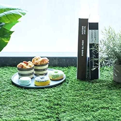 GRASSCLUB Grass Squares 4 Pack 12 x 12 Fake Grass Turf Patch f...