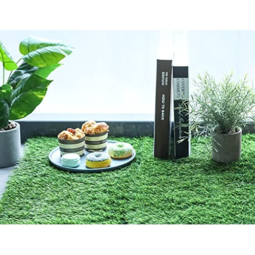 GRASSCLUB Grass Squares 4 Pack 12 x 12 Fake Grass Turf Patch f...