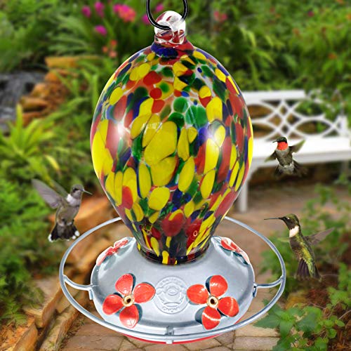 Grateful Gnome - Hummingbird Feeder - Hand Blown Glass - Speckled ...