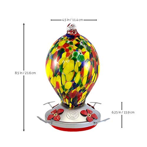 Grateful Gnome - Hummingbird Feeder - Hand Blown Glass - Speckled ...