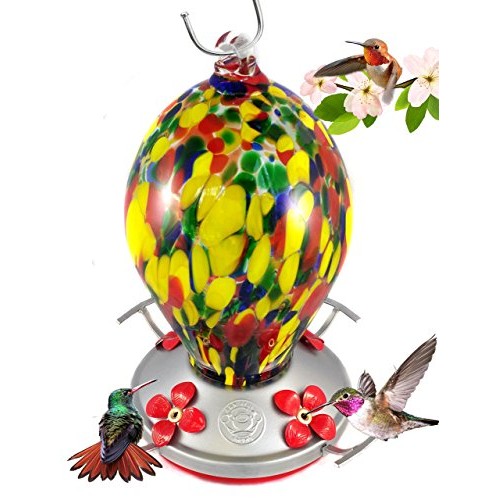 Grateful Gnome - Hummingbird Feeder - Hand Blown Glass - Speckled ...