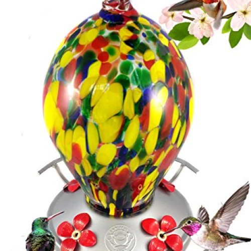 Grateful Gnome - Hummingbird Feeder - Hand Blown Glass - Speckled ...