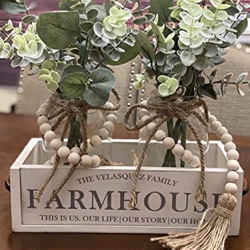58inch Wood Beads Garland with Tassel - Natural Prayer Wood String...
