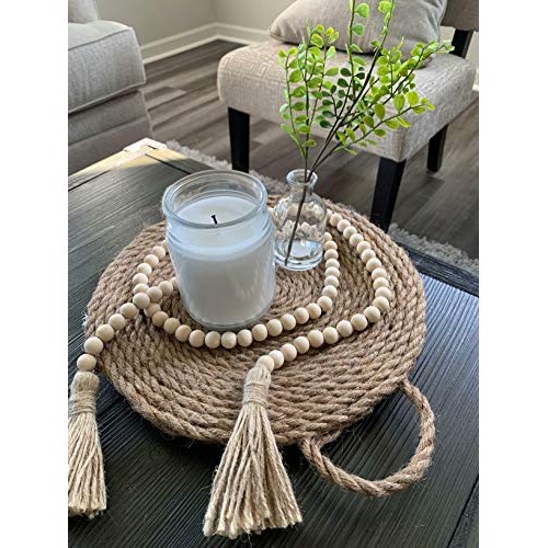 58inch Wood Beads Garland with Tassel - Natural Prayer Wood String...