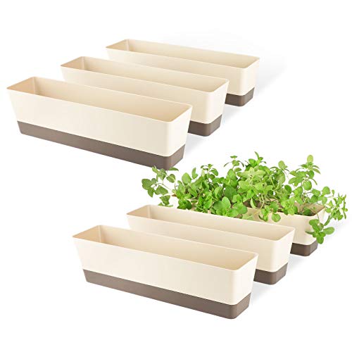 Indoor Windowsill Planter Boxes, Greaner 6 Pack 16 x3.8 Inch Recta...