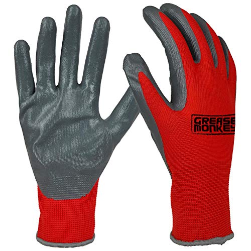 Grease Monkey Nitrile Coated Work Gloves - 15 Pairs - Size Large
