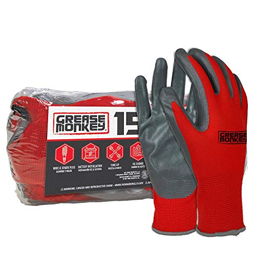 Grease Monkey Nitrile Coated Work Gloves - 15 Pairs - Size Large