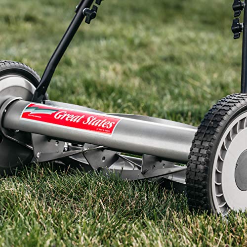 Great States 815-18 18-Inch 5-Blade Push Reel Lawn Mower, Grey