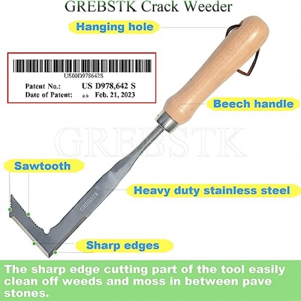 GREBSTK Crack Weeder Crevice Weeding Tool Manual Weeder Beech Hand...