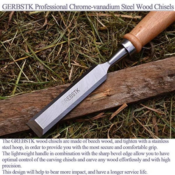 GREBSTK Professional Wood Chisel Tool Sets Sturdy Beech Wood Handl...