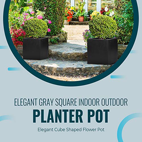 Greeneria Elegant Modern Black Square Indoor Outdoor Planter Pot –...