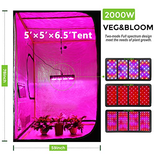 2000W LED Grow Light Full Spectrum with Veg&Bloom Switch,GREENGO T...