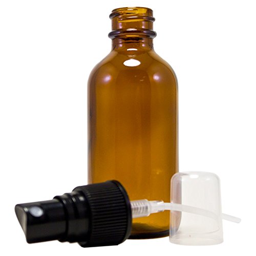 2 Oz Amber Boston Round Glass Bottle with Black Fine Mist Sprayer ...