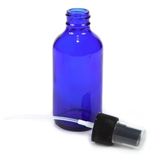 4 oz Cobalt Blue Glass Bottles, with Black Fine Mist Sprayer Pack...