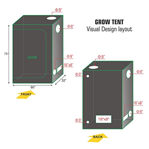 GreenHouser High Reflective Grow Tent Indoor Grow Room for Plantin...