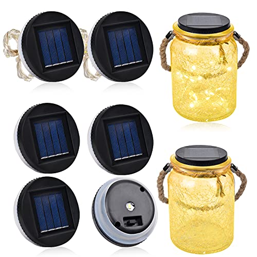 6 Packs of Mason Jar Lights, with 4 Warm White Solar Lights Lids a...