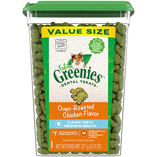 FELINE GREENIES Adult Dental Cat Treats, Oven Roasted Chicken Flav...