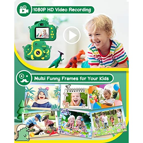 GREENKINDER Dinosaur Kids Camera, Toddler Digital Camera for Ages ...