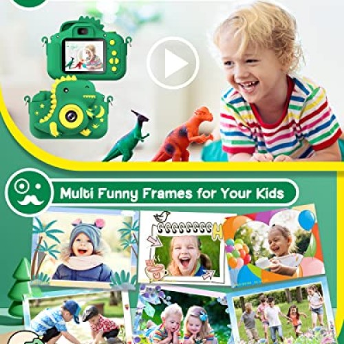 GREENKINDER Dinosaur Kids Camera, Toddler Digital Camera for Ages ...