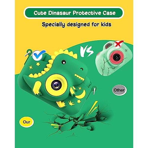 GREENKINDER Dinosaur Kids Camera, Toddler Digital Camera for Ages ...