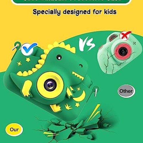 GREENKINDER Dinosaur Kids Camera, Toddler Digital Camera for Ages ...