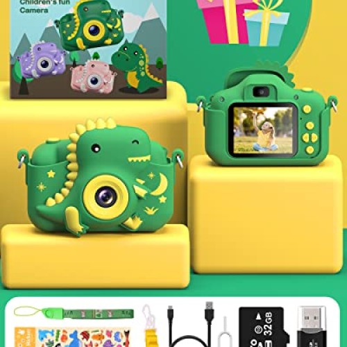 GREENKINDER Dinosaur Kids Camera, Toddler Digital Camera for Ages ...