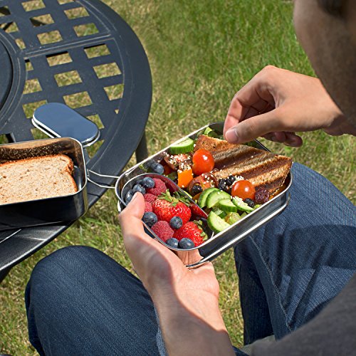 Stainless Steel 3-in-1 Bento Lunch Box with Pod Insert - Holds 6 C...