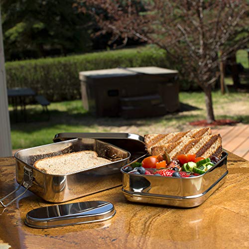Stainless Steel 3-in-1 Bento Lunch Box with Pod Insert - Holds 6 C...