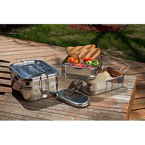 Stainless Steel 3-in-1 Bento Lunch Box with Pod Insert - Holds 6 C...