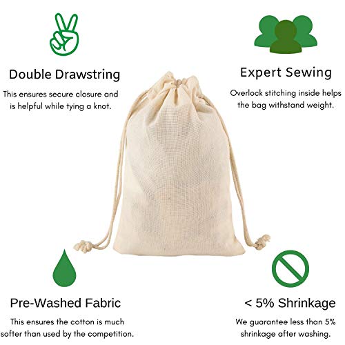 Greenmile 24 Pack Muslin Bags | 4x6 | Reusable Small Cotton Cloth...