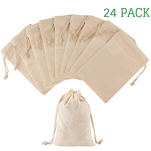 Greenmile 24 Pack Muslin Bags | 4x6 | Reusable Small Cotton Cloth...