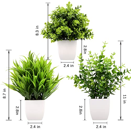 GREENTIME 3Pack Mini Fake Plants in Pots,Artificial Plastic Eucaly...