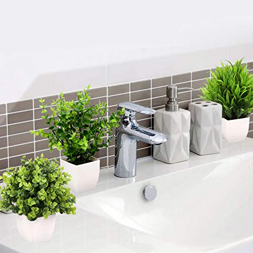 GREENTIME 3Pack Mini Fake Plants in Pots,Artificial Plastic Eucaly...