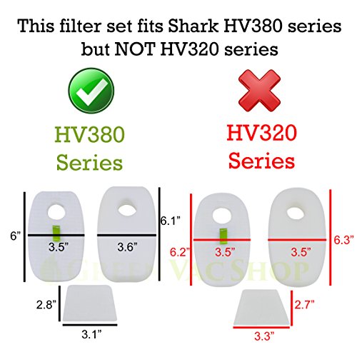 GreenVacShop 6-Pack Shark Rocket DuoClean HV380, HV380W, HV381, HV...