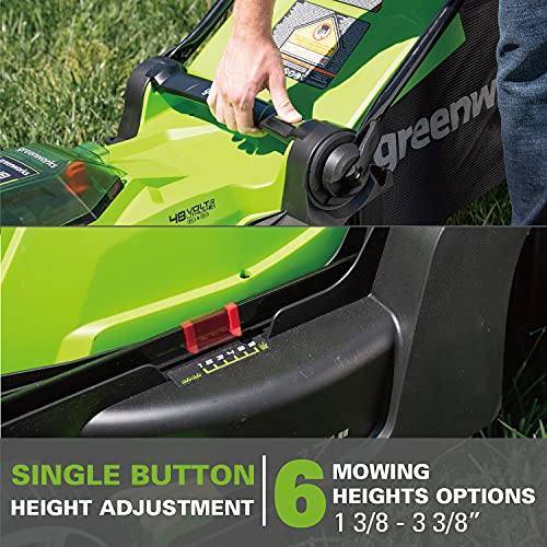 Greenworks 2 x 24V 48V 17 Brushless Lawn Mower, 2 4Ah USB Bat...