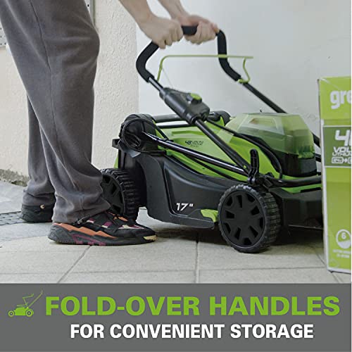 Greenworks 2 x 24V 48V 17 Brushless Lawn Mower, 2 4Ah USB Bat...