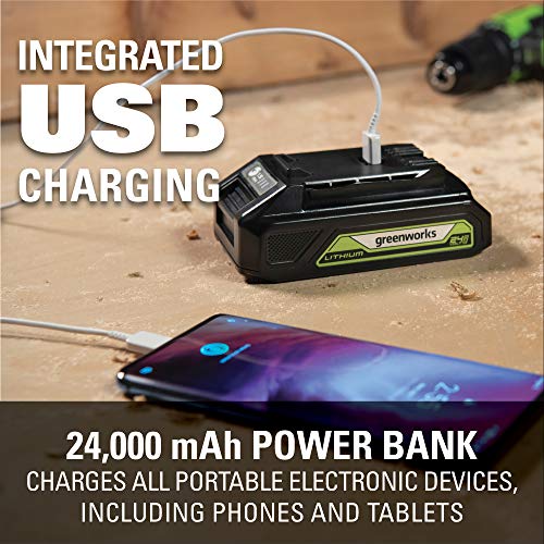 Greenworks 24V 22 Laser Cut Hedge Trimmer, 4Ah USB Battery and ...