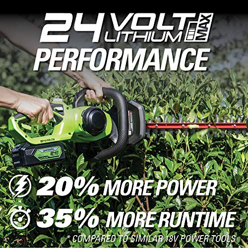 Greenworks 24V 22 Laser Cut Hedge Trimmer, 4Ah USB Battery and ...