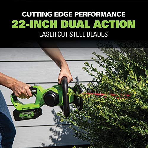 Greenworks 24V 22 Laser Cut Hedge Trimmer, 4Ah USB Battery and ...