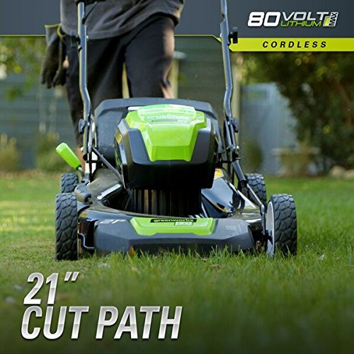Greenworks 2502202 Pro 21-Inch 80V Push Cordless Lawn Mower, Batte...