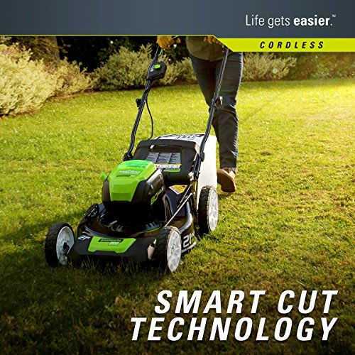 Greenworks 2502202 Pro 21-Inch 80V Push Cordless Lawn Mower, Batte...