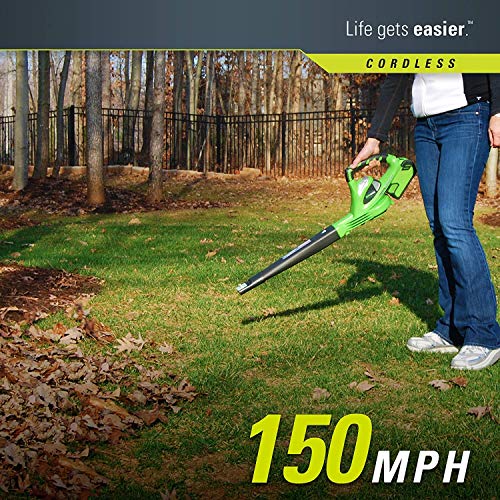 Greenworks 40V 150 MPH Variable Speed Leaf Cordless Blower, Batter...
