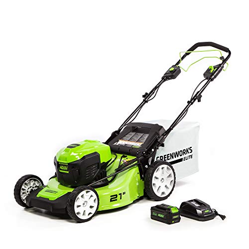 Greenworks 40V 21-Inch Brushless Self-Propelled Mower 6AH Battery ...