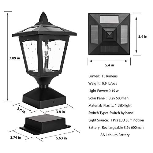 Solar Post Lights Outdoor, Solar Lamp Post Cap Lights for Wood Fen...