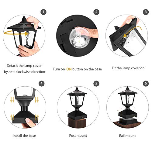 Solar Post Lights Outdoor, Solar Lamp Post Cap Lights for Wood Fen...