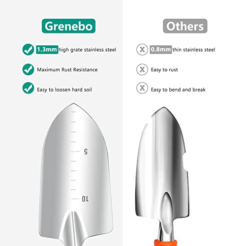 Grenebo Gardening Tools 9-Piece Heavy Duty Gardening Hand Tools wi...