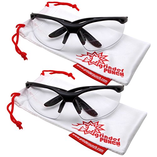 2 Pairs Bifocal Safety Glasses Clear Lens with Reading Corner - No...