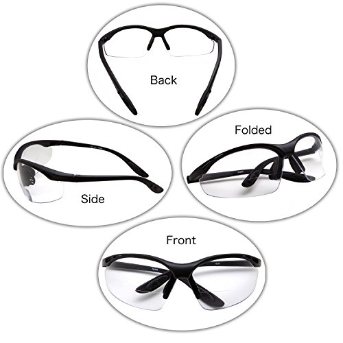 2 Pairs Bifocal Safety Glasses Clear Lens with Reading Corner - No...